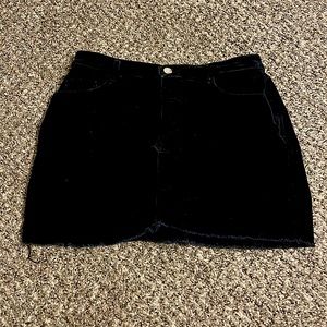 Black velvet corduroy mini skirt